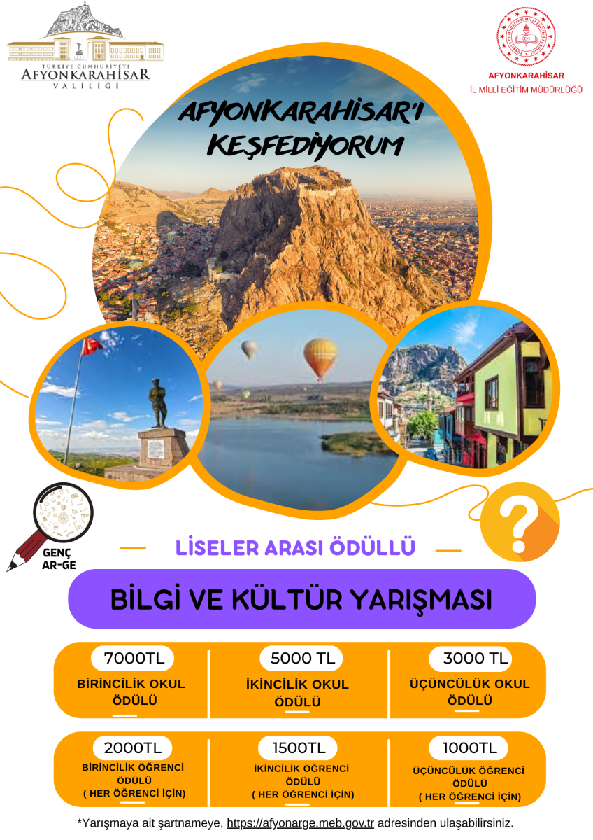 "Afyonkarahisar'ı Keşfediyorum"  Liseler Arası Ödüllü Bilgi ve Kültür Yarışması