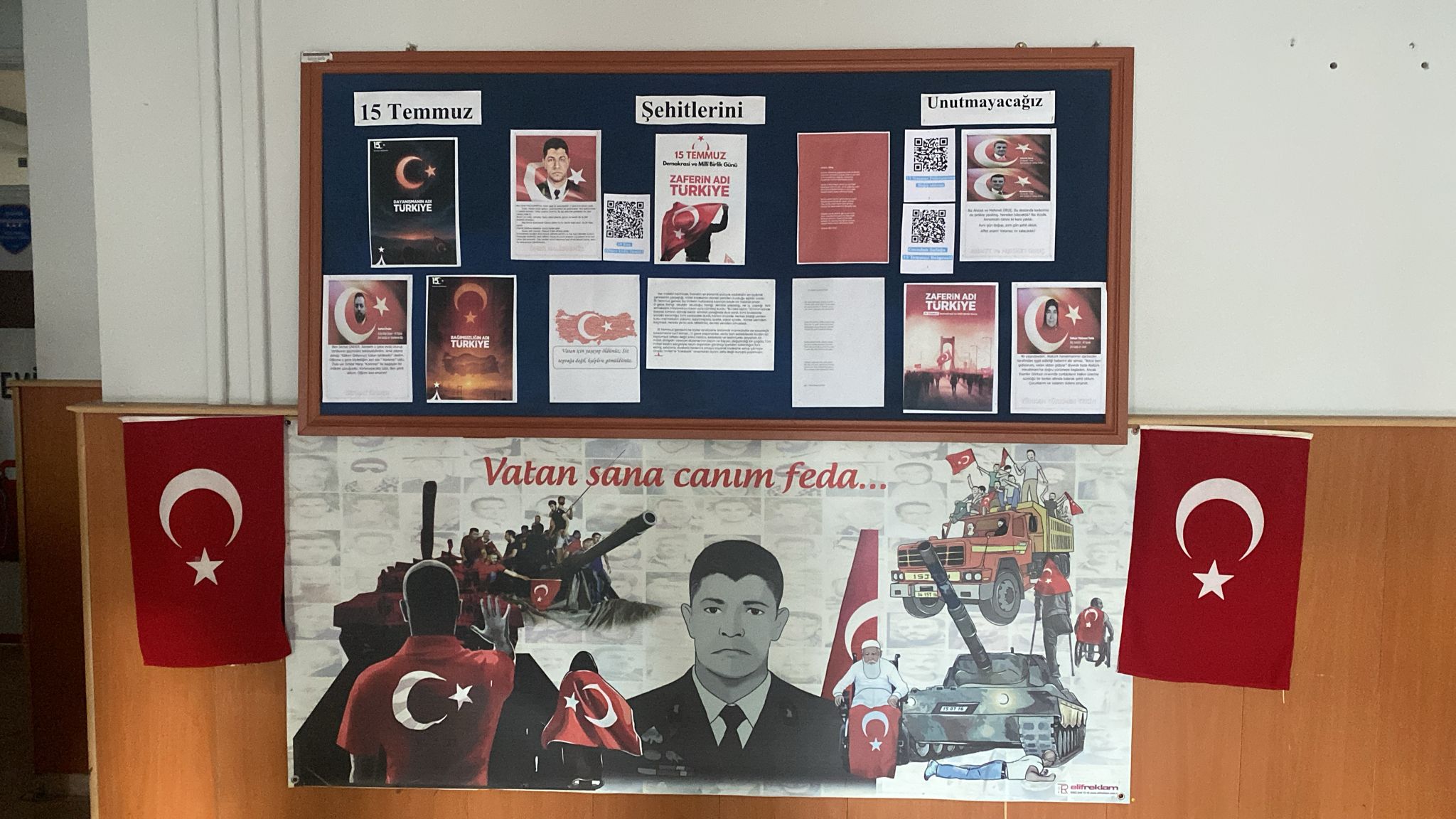 15 Temmuz Demokrasi ve Milli Birlik Günü Pano Çalışması (Dijital QR Kodlu)